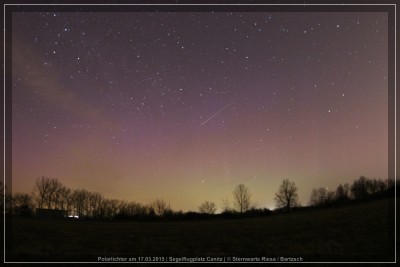 Polarlichtfoto mit Sternschnuppe 20:51 Uhr