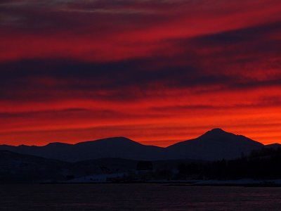 Abendrot bei Tromsö, 21.01.18, 13:49 MEZ