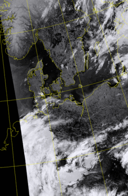 Abb. 2: Satellitenbild (Infrarot, Ausschnitt) von NOAA-20 vom 23.05.2018, 02.13 MESZ.<br />Quelle: http://www.sat.dundee.ac.uk/ - Dundee Satellite Receiving Station, Dundee University, Scotland .