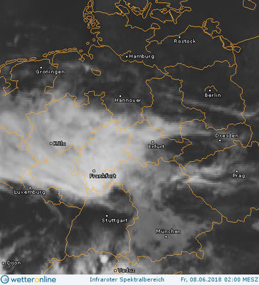 Abb. 2: Satellitenbild (Infrarot) vom 08.06.2018, 02.00 MESZ.<br />Quelle: http://www.wetteronline.de/