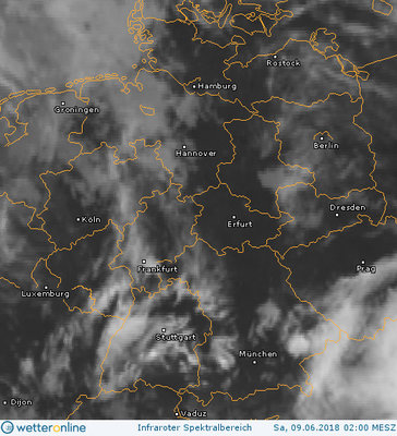 Abb. 2: Satellitenbild (Infrarot) vom 09.06.2018, 02.00 MESZ.<br />Quelle: http://www.wetteronline.de/
