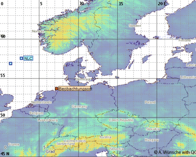 180616_auswertung.gif (151.12 KiB) 1905 mal betrachtet Abb. 2: Ungefähre Position der beobachteten NLCs in der Nacht 16./17.06.2018 (Beobachtungsort=Norderney)