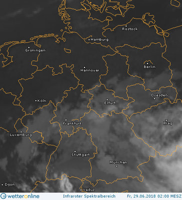 Abb. 2: Satellitenbild (Infrarot) vom 29.06.2018, 02.00 MESZ.<br />Quelle: http://www.wetteronline.de/