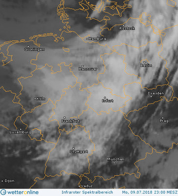 Abb. 2: Satellitenbild (Infrarot) vom 10.07.2018, 01.00 MESZ.<br />Quelle: http://www.wetteronline.de/