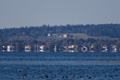 Luftspiegelung in Seebruck von der Hirschuaer Bucht aus gesehen 16:19 Uhr MESZ
