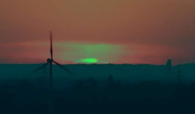 green flash (?); Blickrichtung Kieler Aussenförde, rechts Laboe...