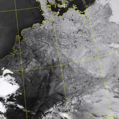 Abb. 2: Satellitenbild (Infrarot) von NOAA 20 vom 02.07.2018, 03.03 MESZ.<br />Image courtesy to Dundee Satellite Receiving Station, Dundee University, Scotland.