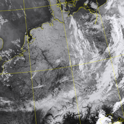 Abb. 2: Satellitenbild (Infrarot) von NOAA 20 vom 08.07.2018, 02.51 MESZ.<br />Image courtesy to Dundee Satellite Receiving Station, Dundee University, Scotland.