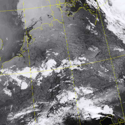 Abb. 2: Satellitenbild (Infrarot) von NOAA 20 vom 14.07.2018, 02.38 MESZ.<br />Image courtesy to Dundee Satellite Receiving Station, Dundee University, Scotland.