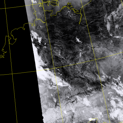 Abb. 2: Satellitenbild (Infrarot) von NOAA 20 vom 06.06.2019, 02.47 MESZ.<br />Image courtesy to Dundee Satellite Receiving Station, Dundee University, Scotland.