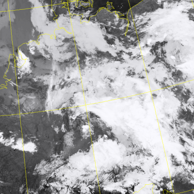 Abb. 2: Satellitenbild (Infrarot) von NPP vom 13.07.2019, 03.04 MESZ.<br />Image courtesy to Dundee Satellite Receiving Station, Dundee University, Scotland.