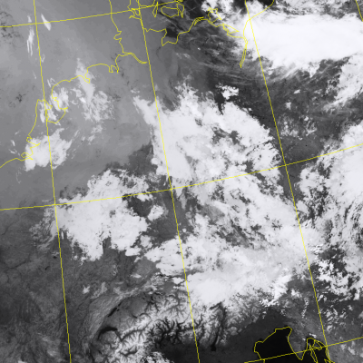 Abb. 2: Satellitenbild (Infrarot) von NPP vom 14.07.2019, 02.45 MESZ.<br />Image courtesy to Dundee Satellite Receiving Station, Dundee University, Scotland.