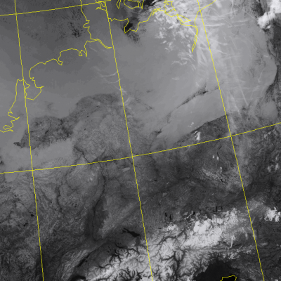Abb. 2: Satellitenbild (Infrarot) von NOAA 20 vom 16.07.2019, 02.58 MESZ.<br />Image courtesy to Dundee Satellite Receiving Station, Dundee University, Scotland.