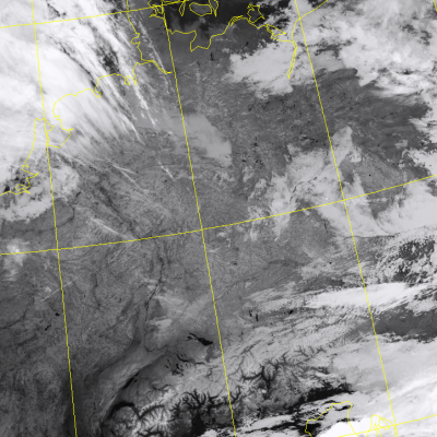 Abb. 2: Satellitenbild (Infrarot) von NOAA 20 vom 10.07.2019, 03.10 MESZ.<br />Image courtesy to Dundee Satellite Receiving Station, Dundee University, Scotland.