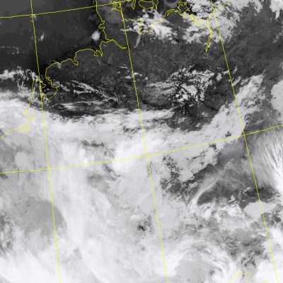 Abb. 2: Satellitenbild (Infrarot) von NPP vom 28.07.2019, 03.23 MESZ.<br />Image courtesy to Dundee Satellite Receiving Station, Dundee University, Scotland.
