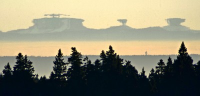 Luftspiegelungen am Großen Arber sowie Großen und Kleinen Osser im Bayrischen Wald