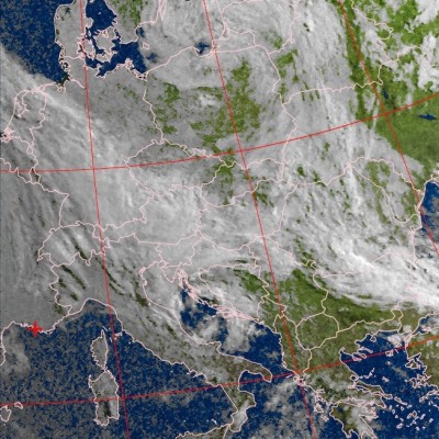 Abb. 2: Satellitenbild (Infrarot) von NOAA 19 vom 15.06.2020, 06.58 MESZ. Quelle: NOAA