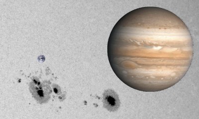 Größenvergleich der Fleckengruppe AR 2371 vom 24.06.2015 6:00UT