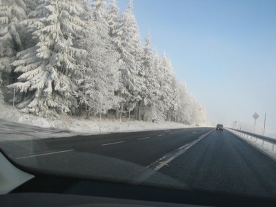 Rauhfrost in Zinnwald an der B170