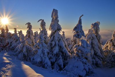 Sonnenuntergang am Fichtelberg