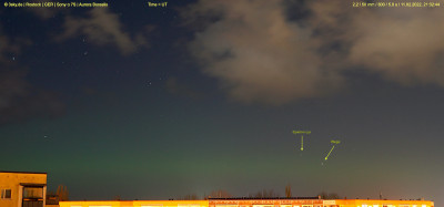 21:03 UT, grüner Bogen, weitere Daten im Bild