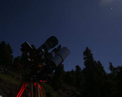 Mein equipment, 200mm Tele und 70/420mm ED. Am Ende habe ich doch nur den ED benutzt.