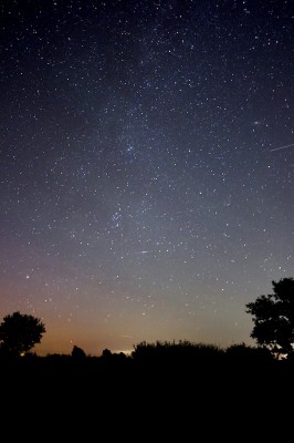 Milchstraße mit Airglow, u.l. leichter PL-Schimmer, 21.49h MESZ<br />Airglow wurde nach Mitternacht nochmals stärker.