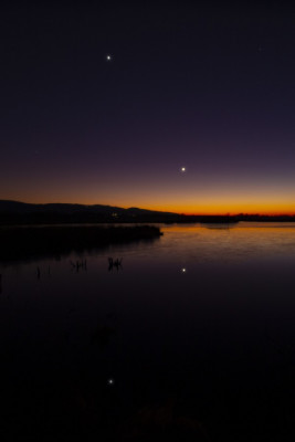 07.02.2023, ca. 18:40 MEZ: Venus und Jupiter (24mm, KB, Cokin P830)