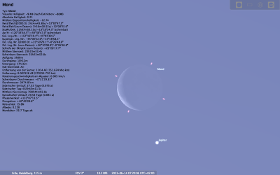 14.06.2023 07:20 MESZ (etwa in Verlängerung der Hörnerspitzen)