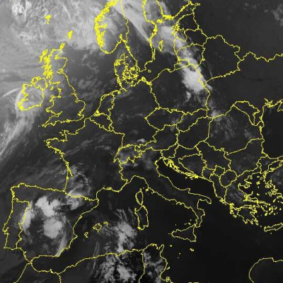 Abb. 1: Satellitenbild (Infrarot) vom 28.06.2024, 21:00 UTC (= 23.00 MESZ).<br />Quelle: https://wetterzentrale.de/, lizenziert unter https://creativecommons.org/licenses/by-nc/4.0/ .