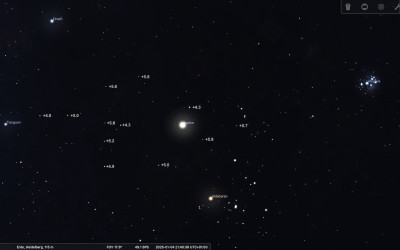 4.1.2025 Jupiter und Helligkeitsangaben (nach stellarium)