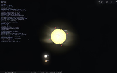 Venus und Mars bei der Sonne, von der Erde aus