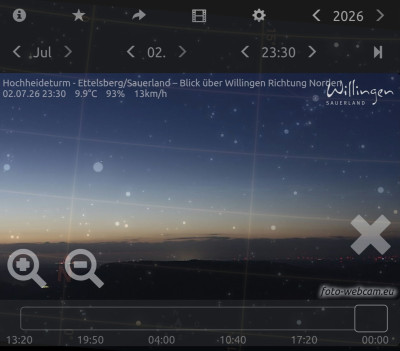 Abgleich Sterne und Webcam Ettelsberg um 21:30 UTC