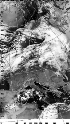 Satellitenbild (Infrarot) von NOAA 18 vom 15.12.2006, 01.21 UT.<br />Image courtesy to Dundee Satellite Receiving Station, Dundee University, Scotland.