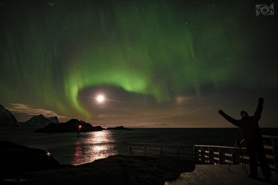 Rechter Nebenmond über Hamn i Senja, 25.01.2018, etwa 23:00 MEZ. Aufgenommen vom Forumsmitglied Steffi Kister