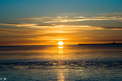 Speicherkoog/Nordsee; mit Blick auf die Hafeneinfahrt Büsum